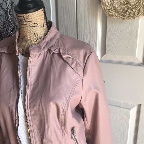 Blush Pink Vegan Leather Jacket - Picture 2 of 7